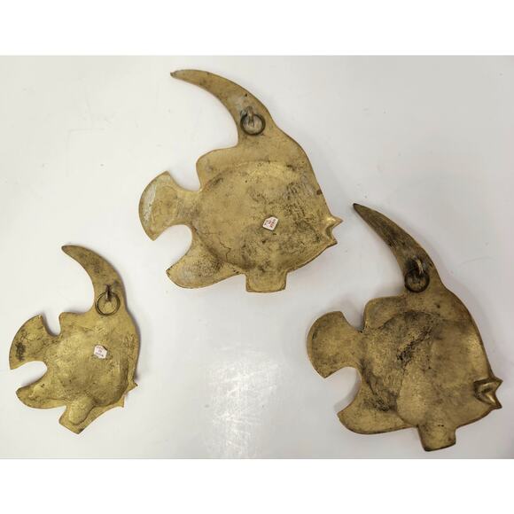 Vintage Brass Angelfish Wall Hangings Set of 3 – Nautical Coastal Decor - Picture 3 of 6